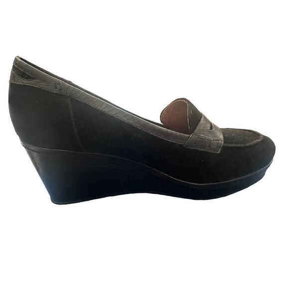 NWOT Donald J. Pliner Stacked Wedge Penny Loafer w/ Snakeskin Print Trim Sz 10 - Picture 4 of 7